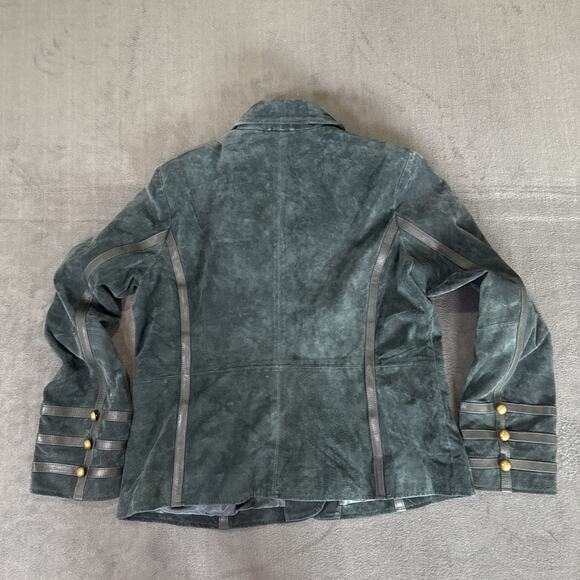 MONTANACO WOMEN'S Military GENUINE LEATHER (SUEDE) DARK GREEN JACKET SIZE XL - Picture 9 of 9